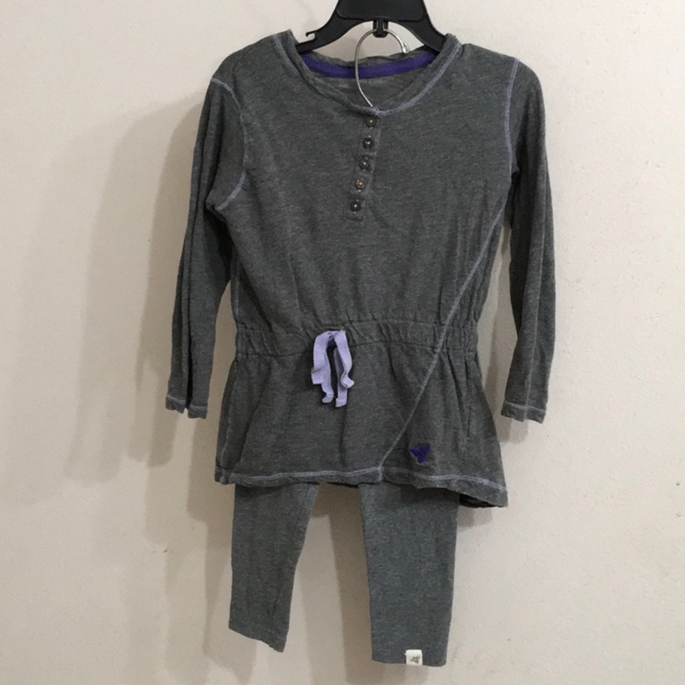 Burt’s Bees Baby Girls Toddler Gray & Purple Organic Cotton Tunic Dress Set
